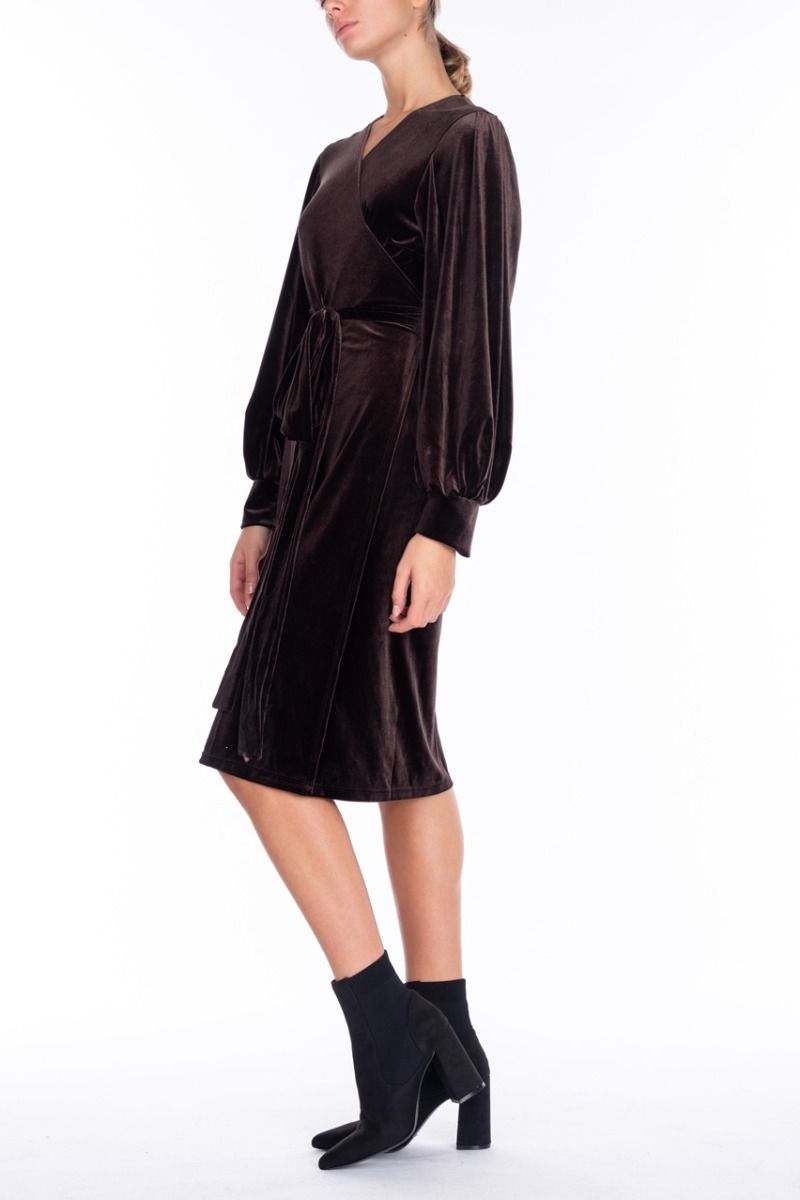 ALESSANDRA GALLO Vestito in Velluto Marrone