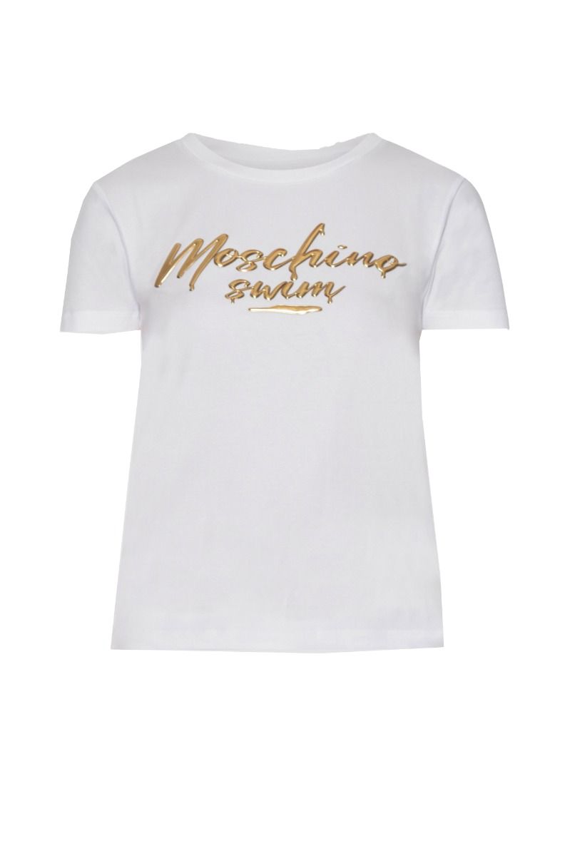 MOSCHINO White T-Shirt with Moschino Swim Logo