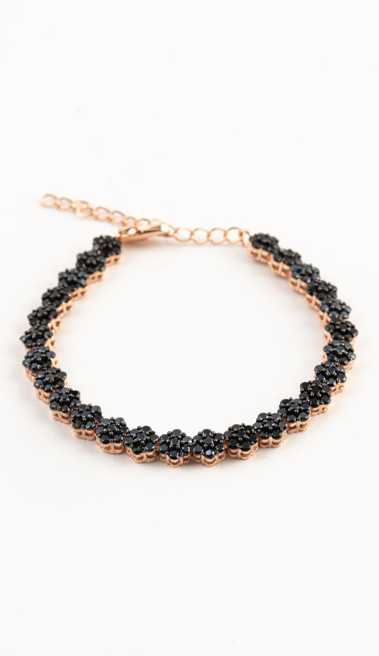 Black Flowers Tennis Bracelet