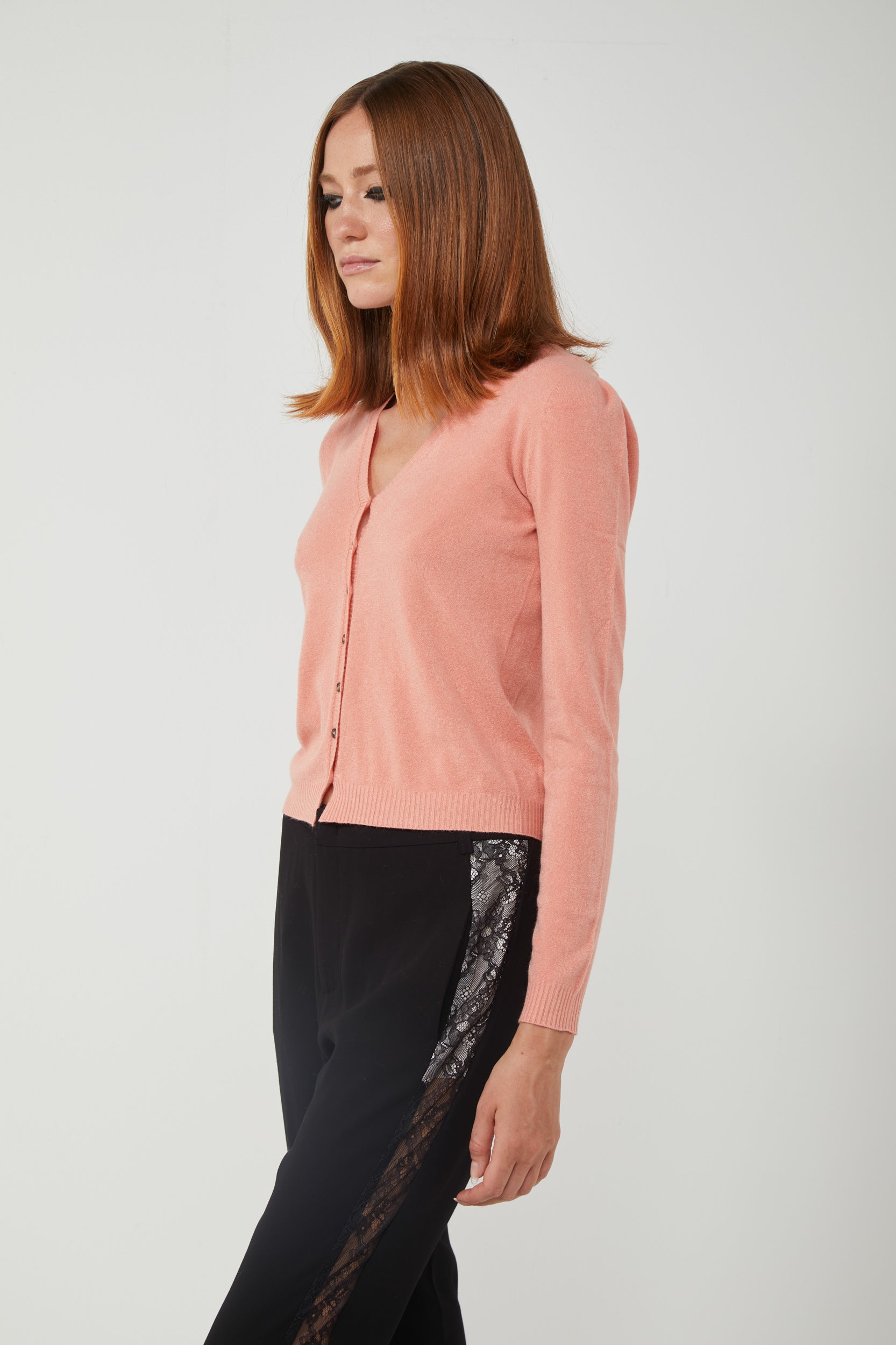 VICOLO Cardigan Rosa con Scollo a V