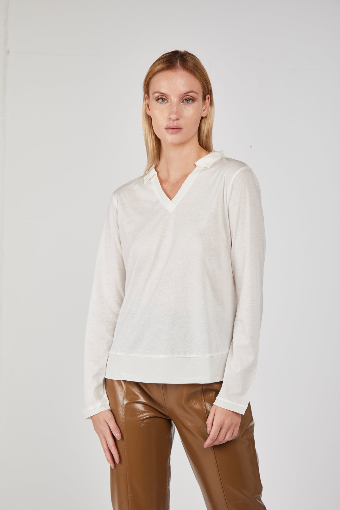EMPORIO ARMANI Maglia Bianca con Colletto
