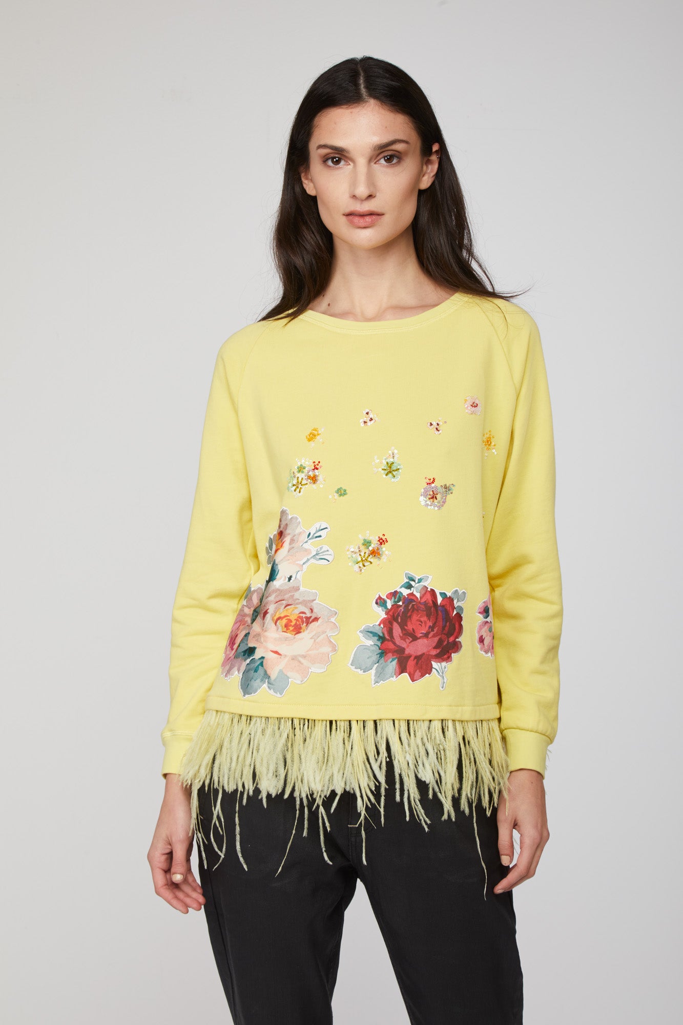 TWINSET Lemon Sweatshirt With Feathers