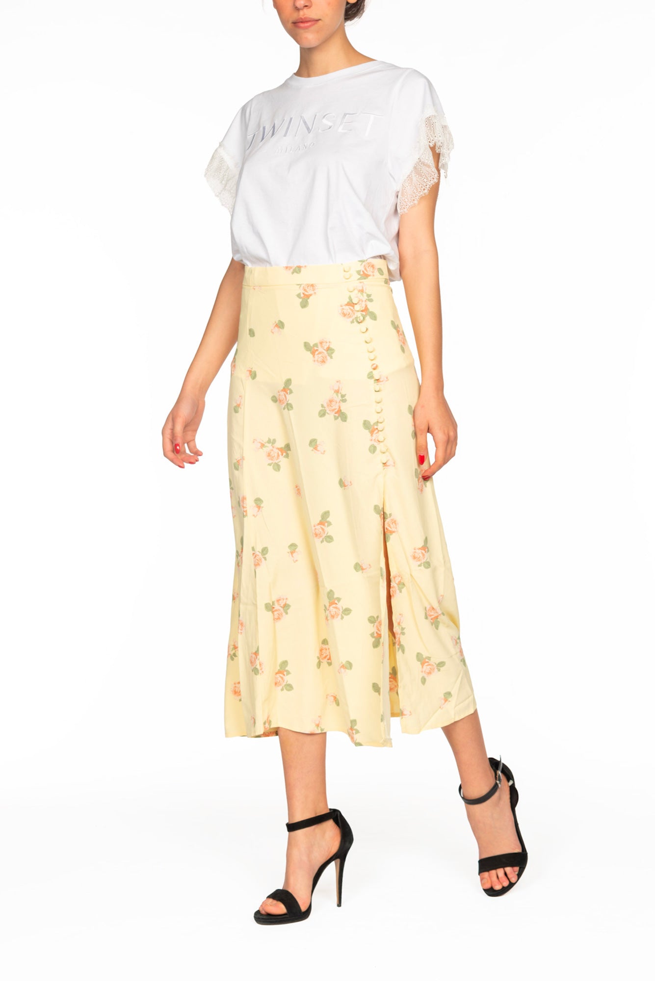 GLAMOROUS Midi Flowers Skirt