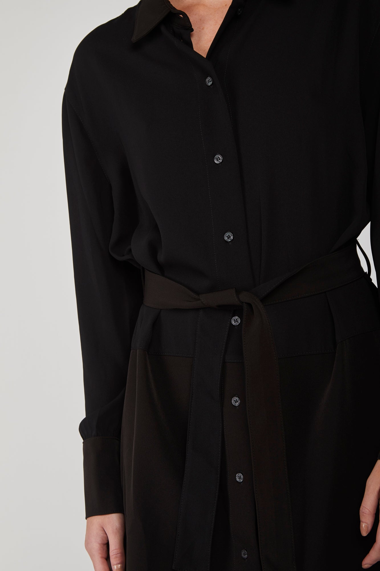 ARMANI EXCHANGE Black and Brown Shirt Dress