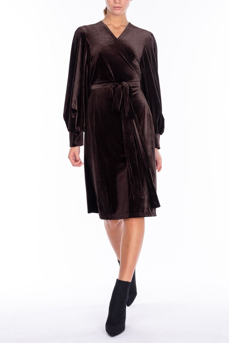 ALESSANDRA GALLO Vestito in Velluto Marrone