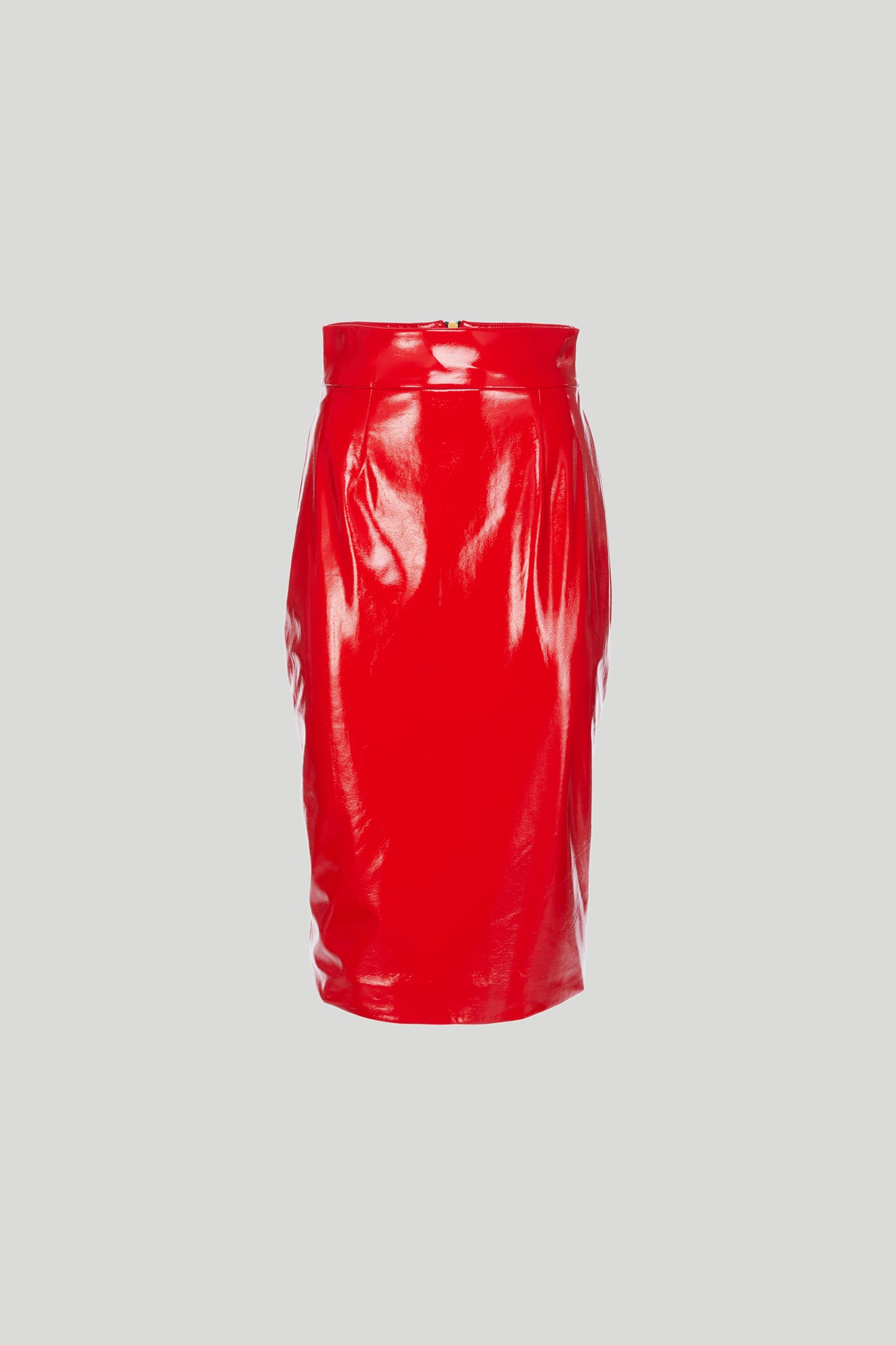 NINEMINUTES The Pencil Latex Red Skirt