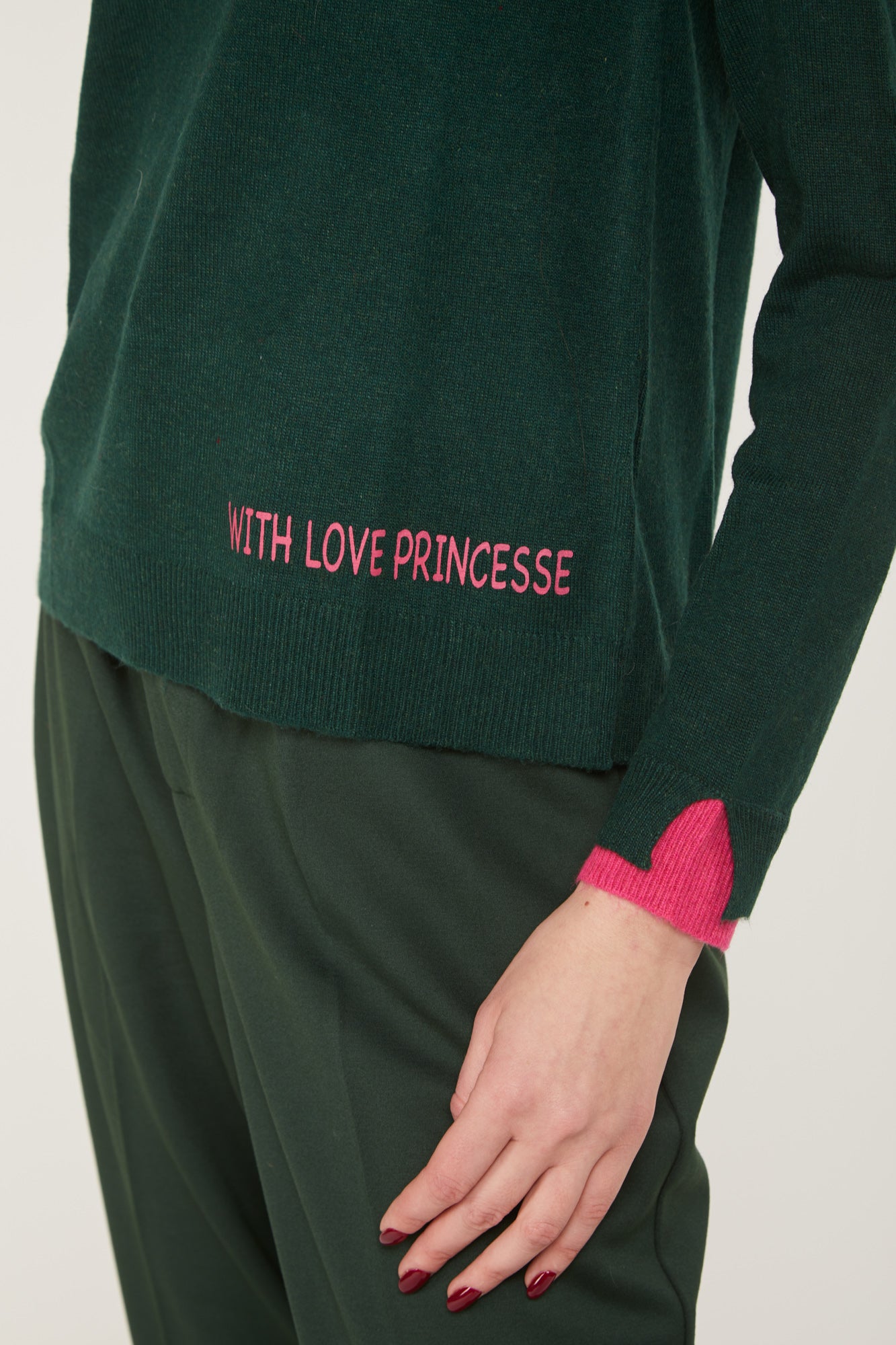 PRINCESSE LODO Green Heart Sweater