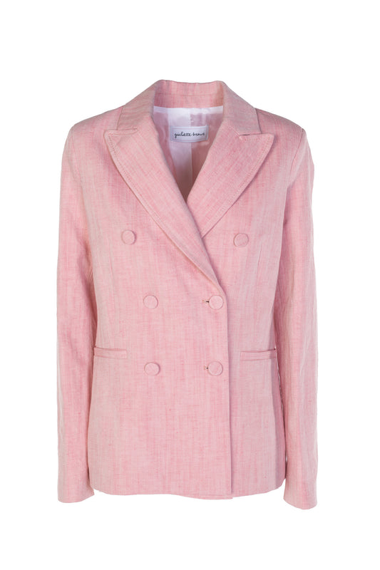 Double-Breasted Salmon Denim Jacket Giuliette Brown