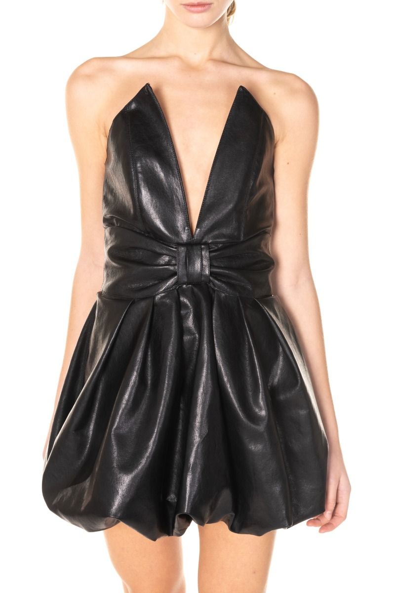 NINEMINUTES Vestito ecopelle Nero