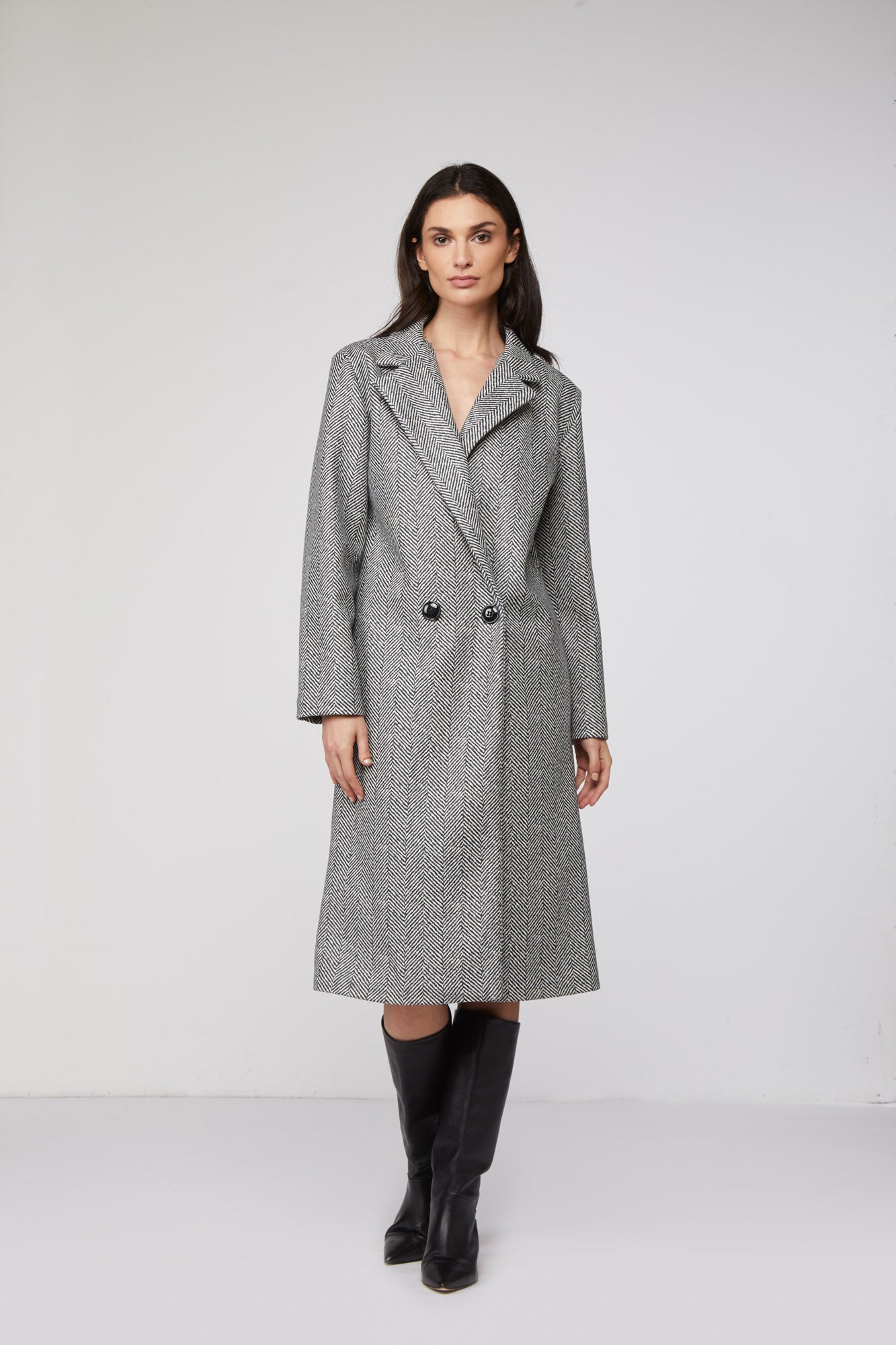 MANGANO Cappotto "Diana" Spigato Grigio