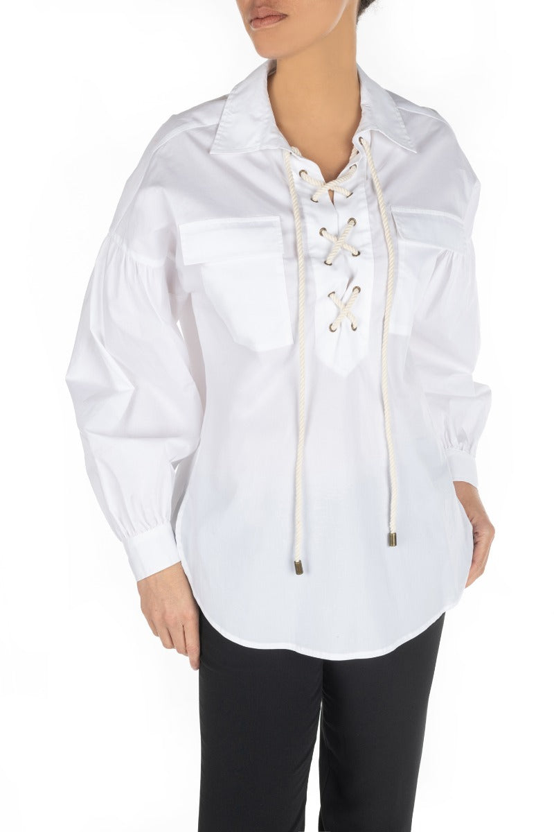 TWINSET Camicia Bianco Ottico con Intreccio