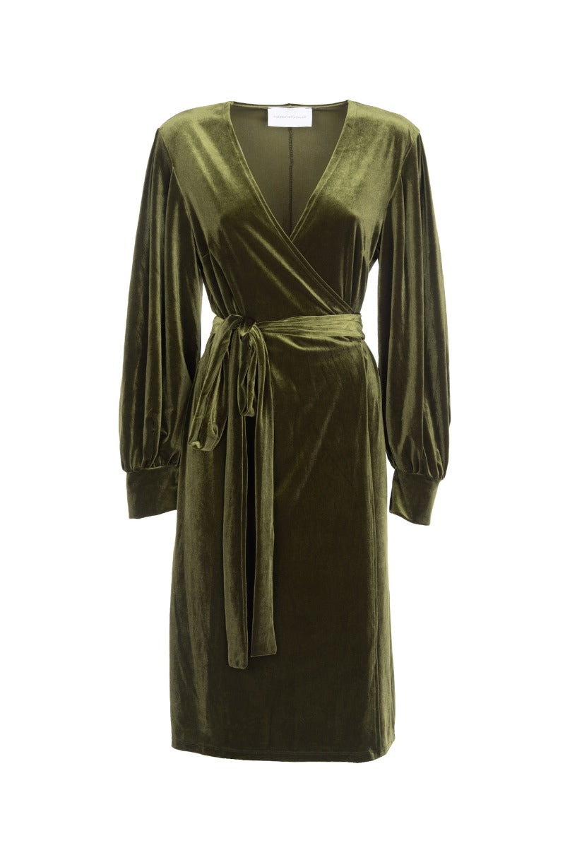 ALESSANDRA GALLO Green velvet dress