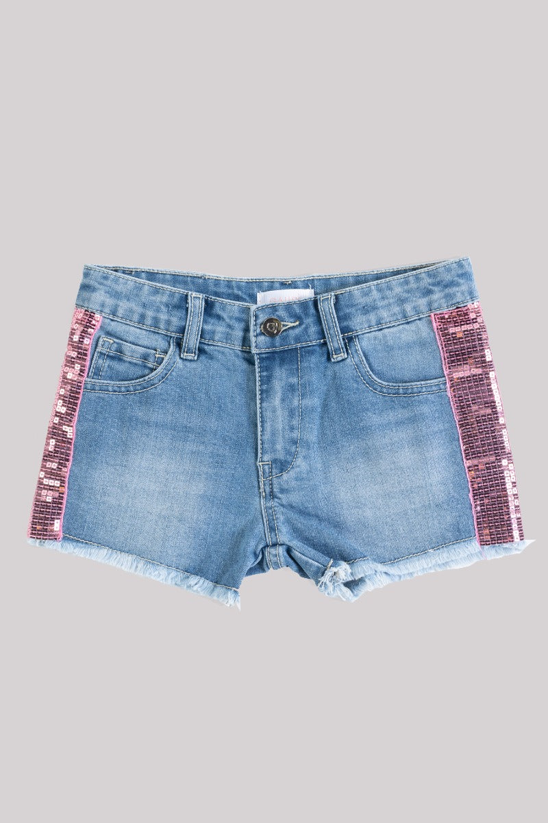 GAUDI' KIDS Shorts in Denim con Paillettes