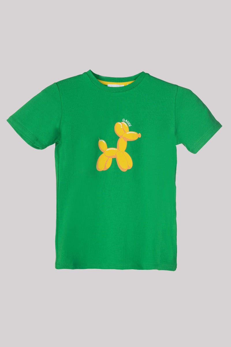 GAUDI' KIDS T-Shirt Stampa Cagnolino Verde