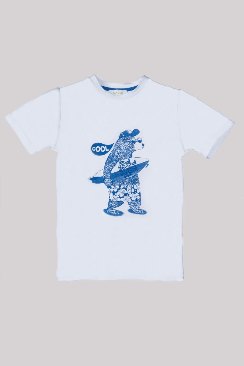 GAUDI 'KIDS White Bear Print T-Shirt