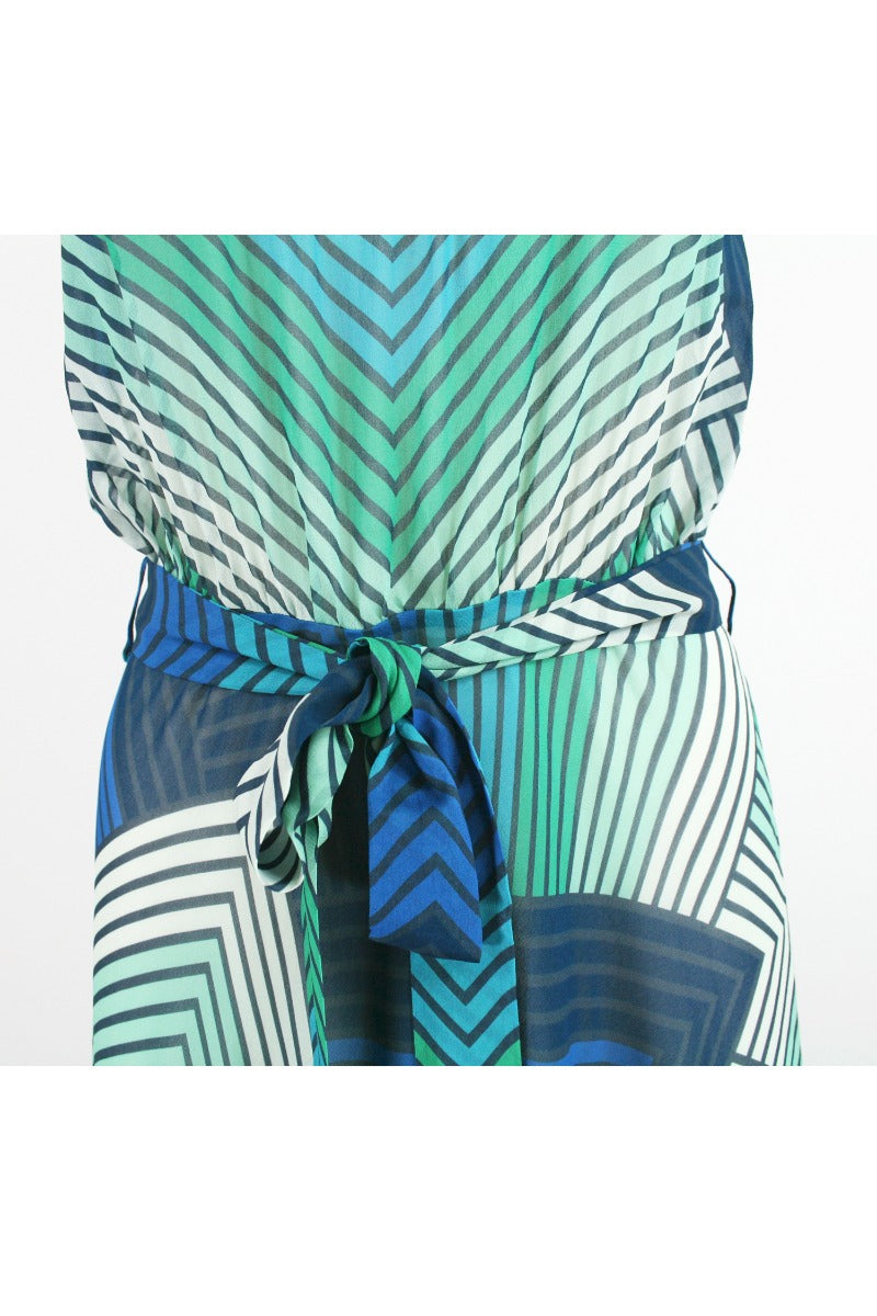 TWINSET Abito Lungo Blu Degrad? con Stampa Geometrica
