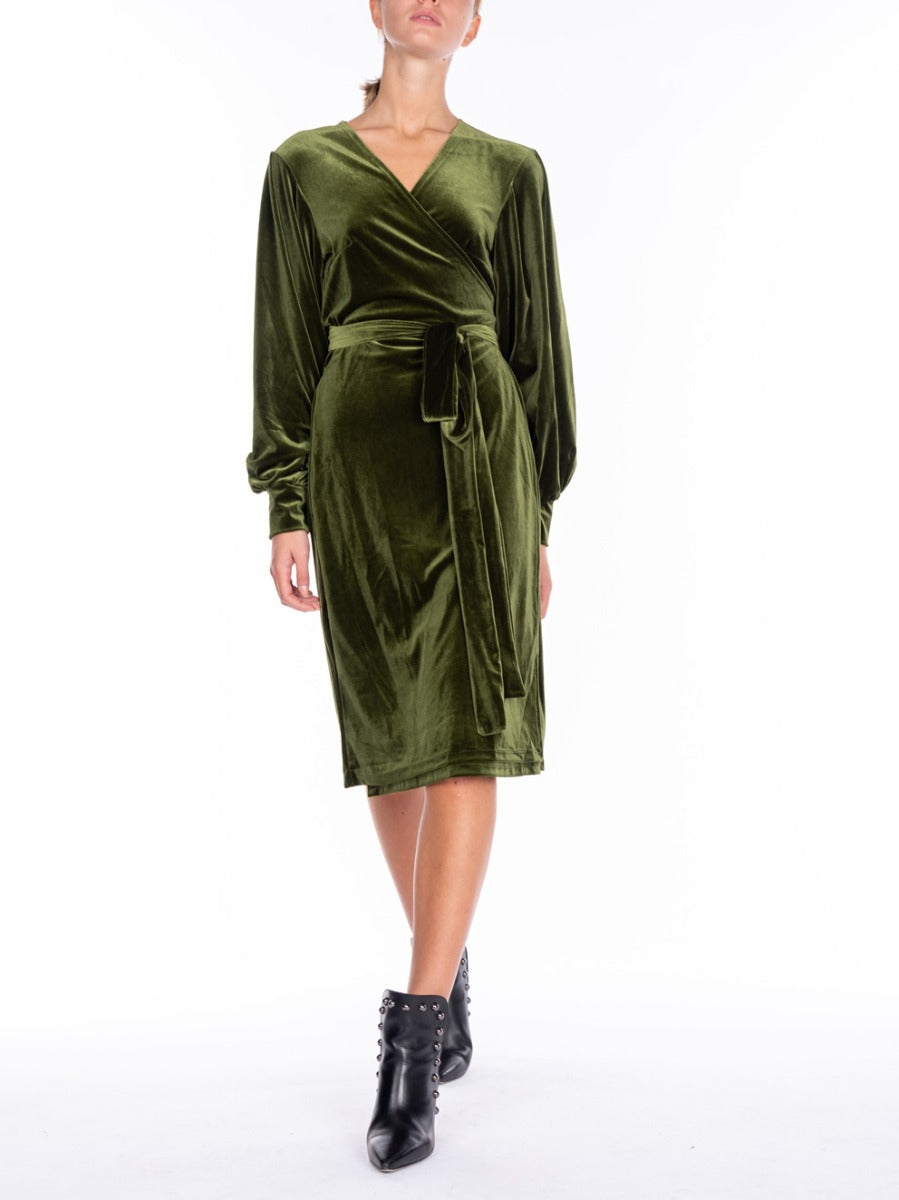ALESSANDRA GALLO Green velvet dress